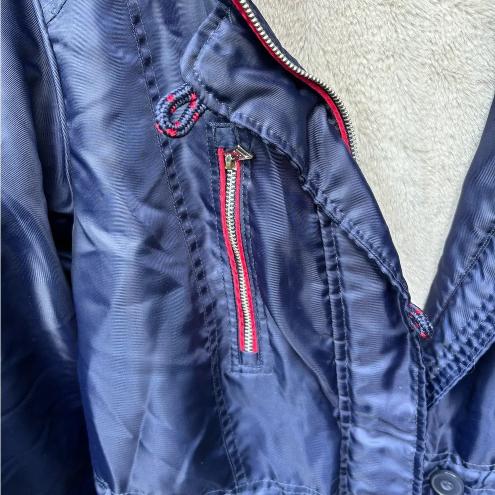 Urban Republic Navy Coat with Red Accents and Faux Fleece Lined Hoodie Size M - Picture 5 of 10